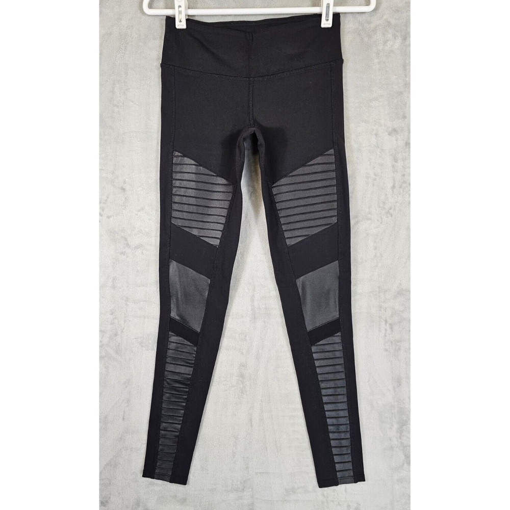 Alo Mid Waist Moto‎ Legging Black Sz Small Pants Yoga Active